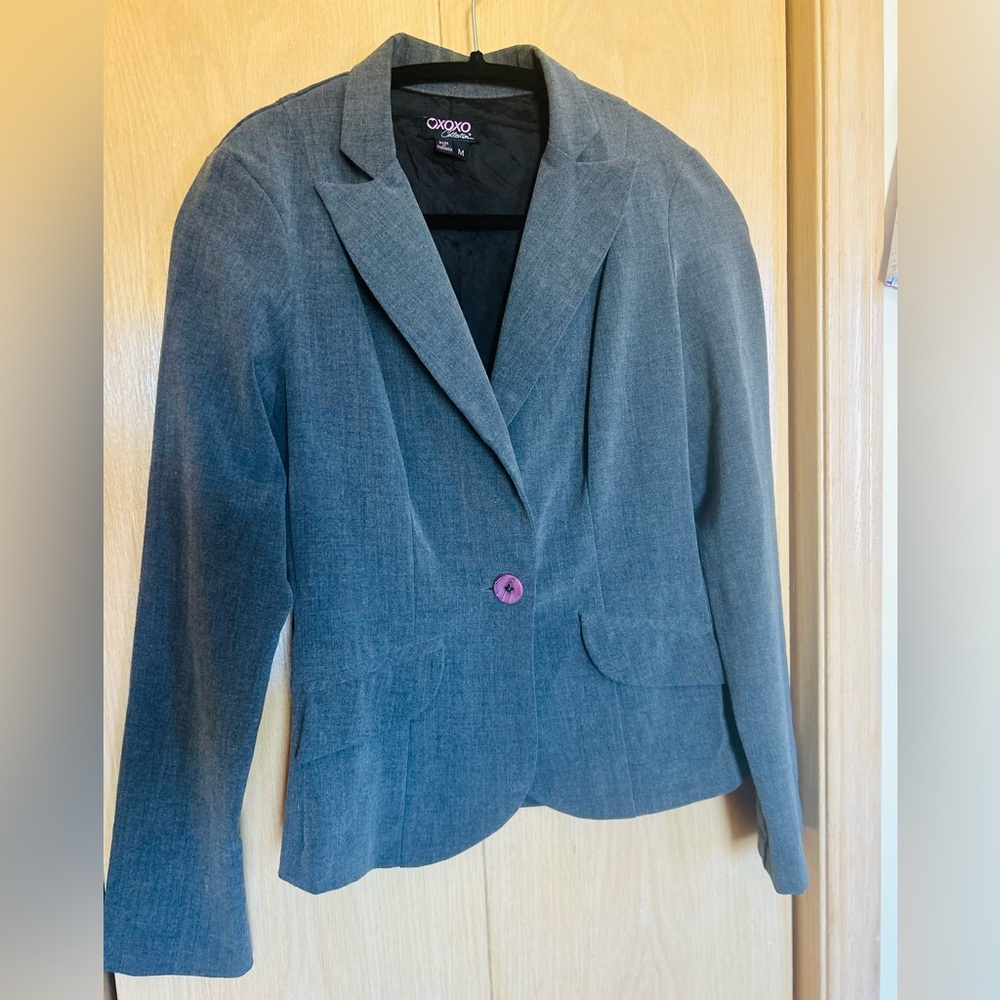 XOXO Charcoal Blazer with Pink Accent